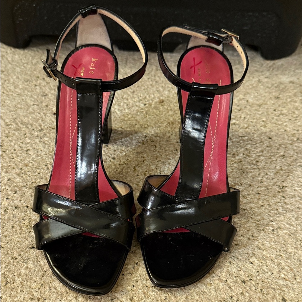 Kate Spade Glossy Black Heels - Picture 2 of 5